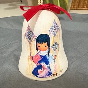 Vintage 1994 DeGrazia Christmas Bell Ornament Collectible #1 of 10,000
